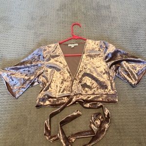 Rose gold cropped wrap top